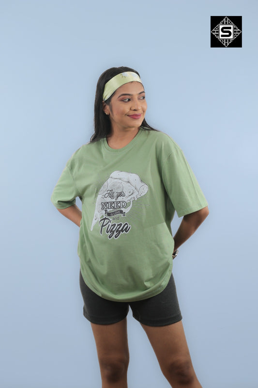 Love with Pizza Unisex Oversize Tee
