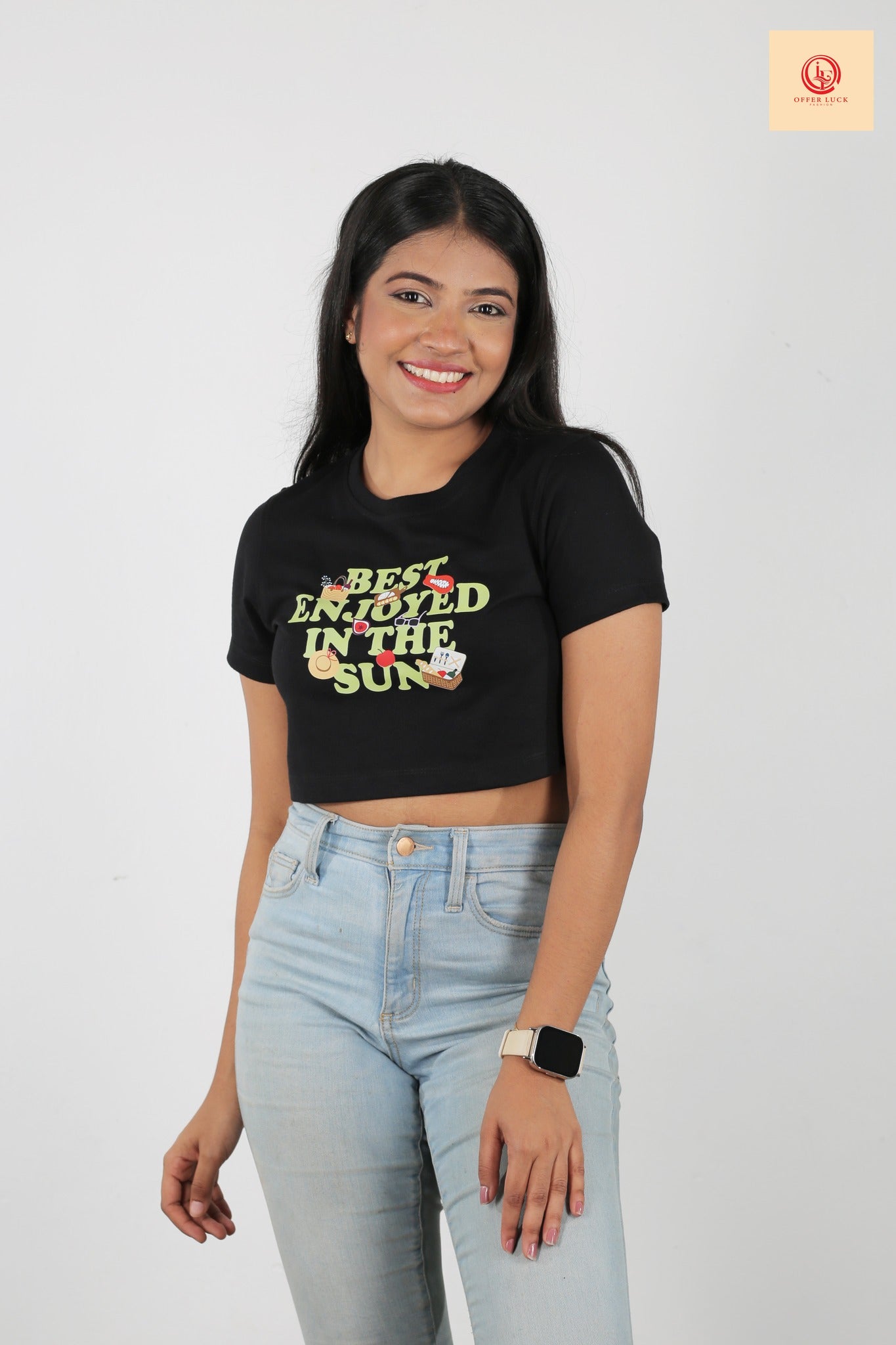 Enjoyed In The Sun Ladies Crop Top