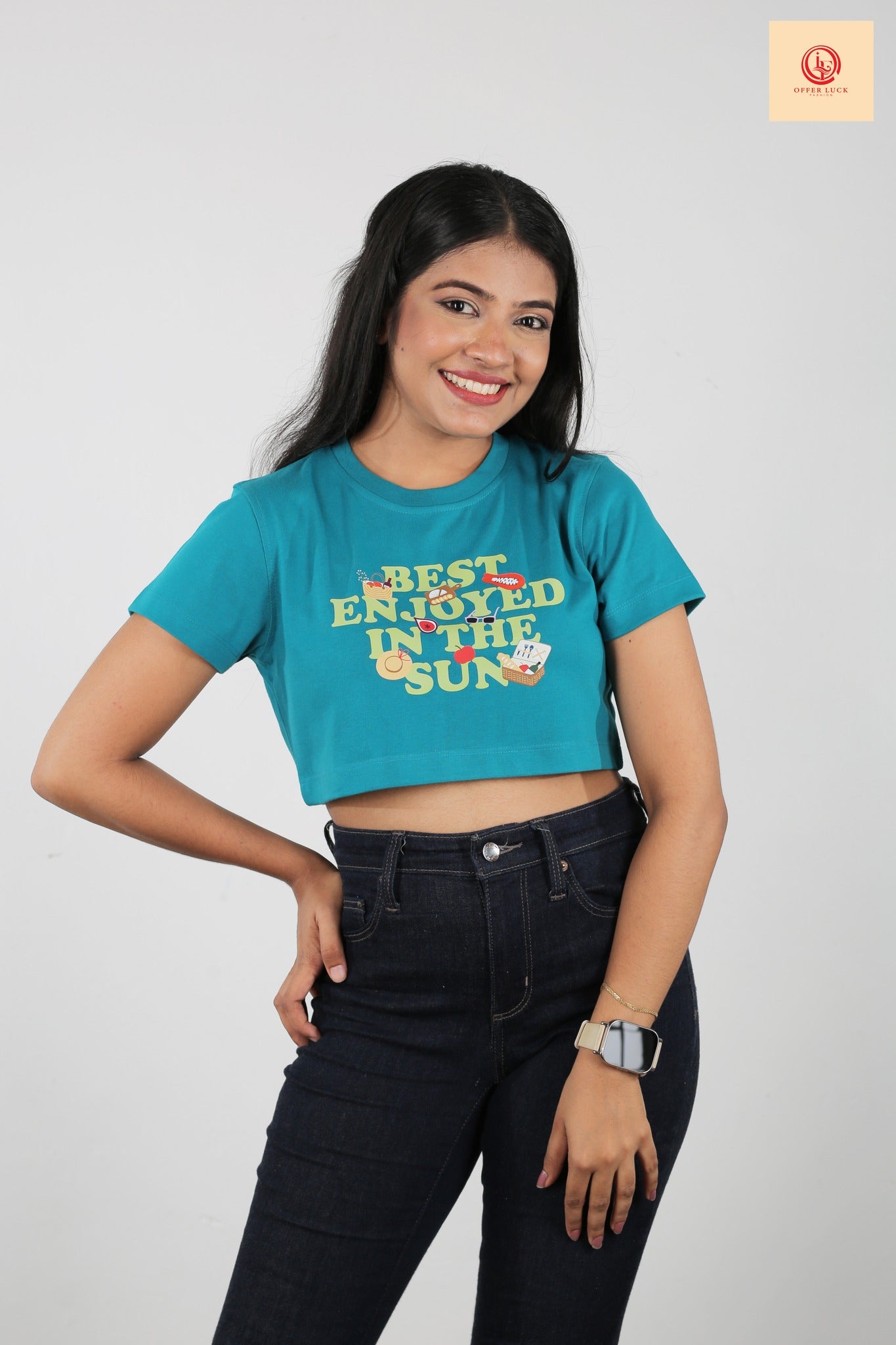 Enjoyed In The Sun Ladies Crop Top