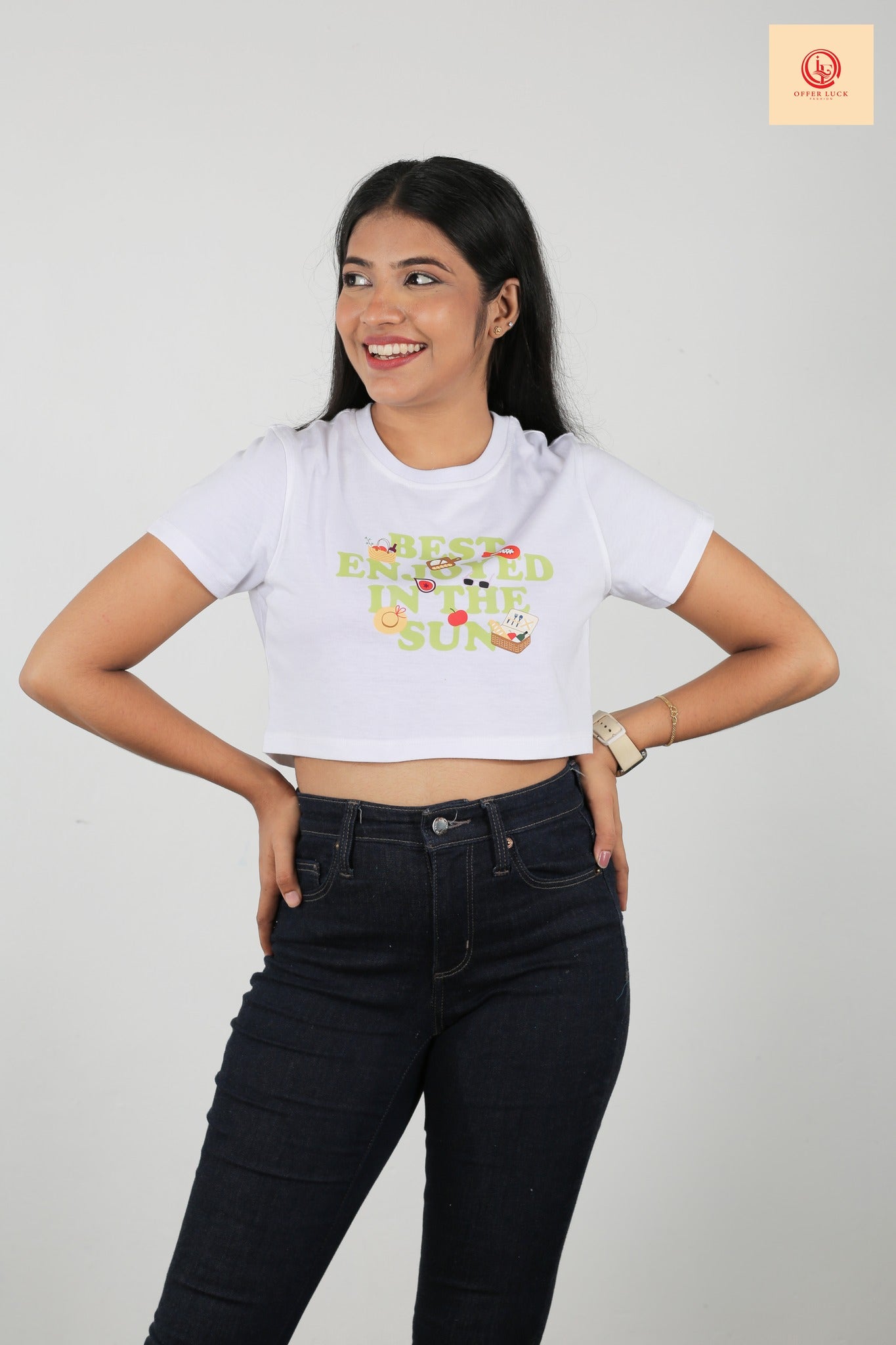 Enjoyed In The Sun Ladies Crop Top