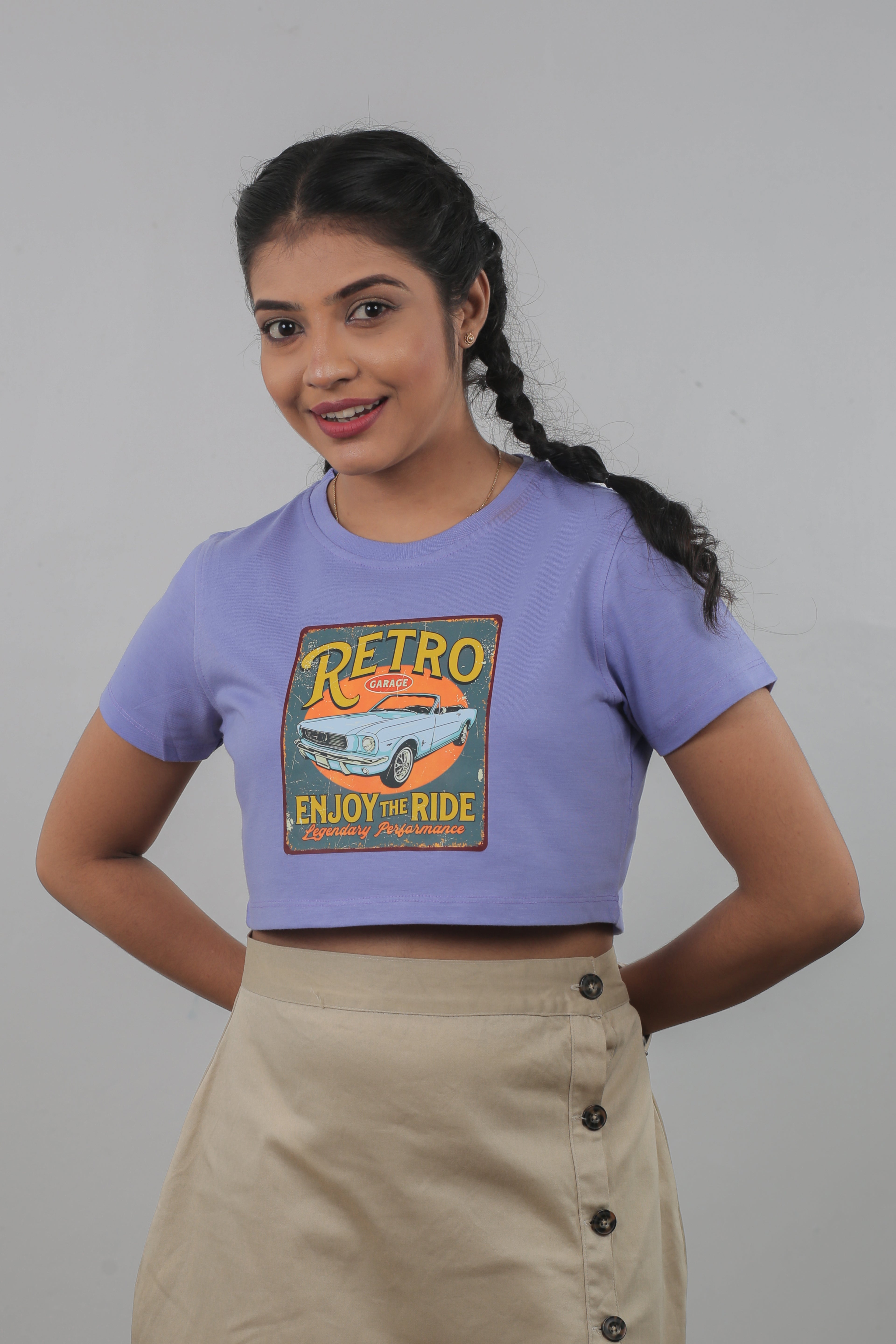 Ladies Retro Car Crop Top