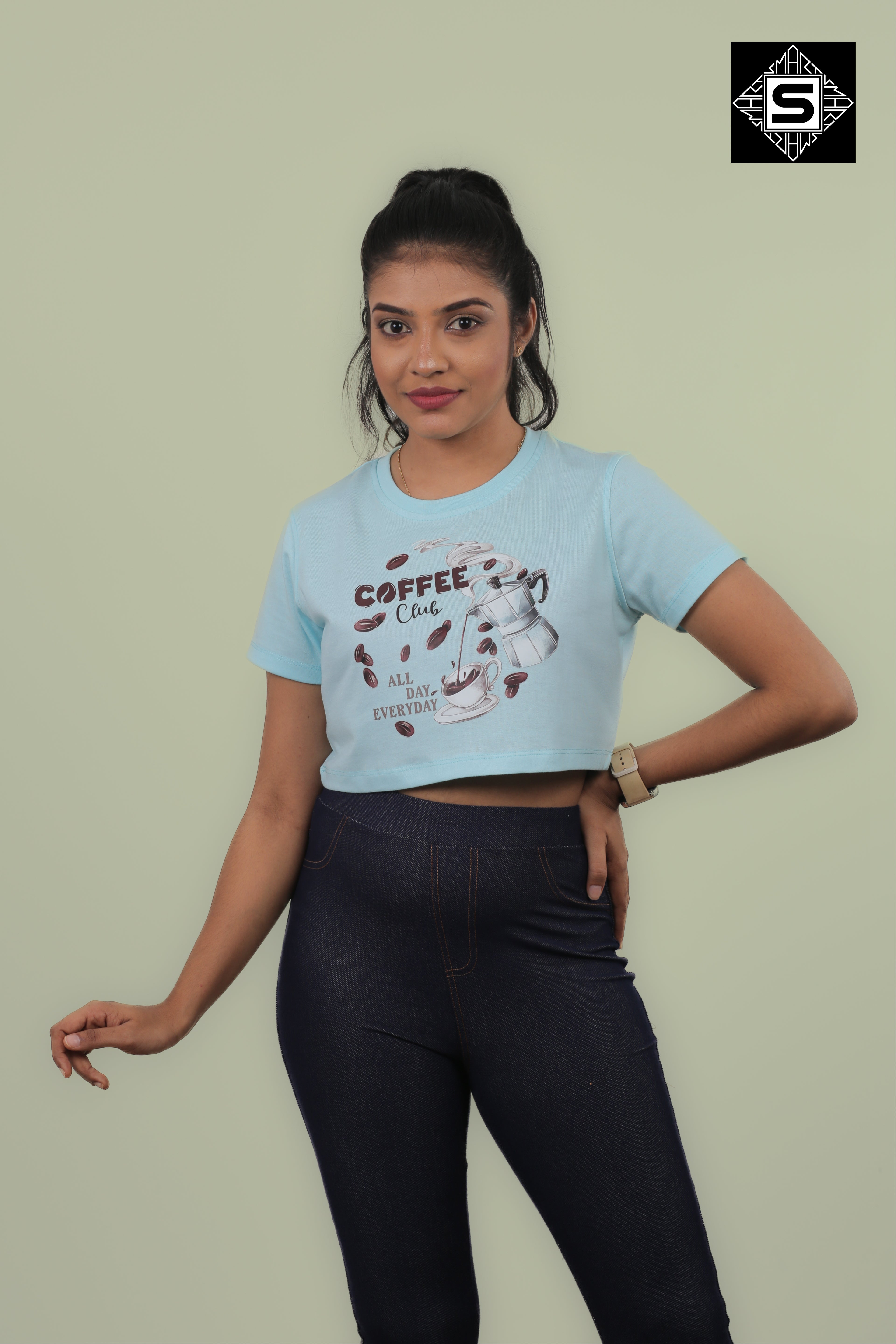 Every Day Cofee Club Crop Top