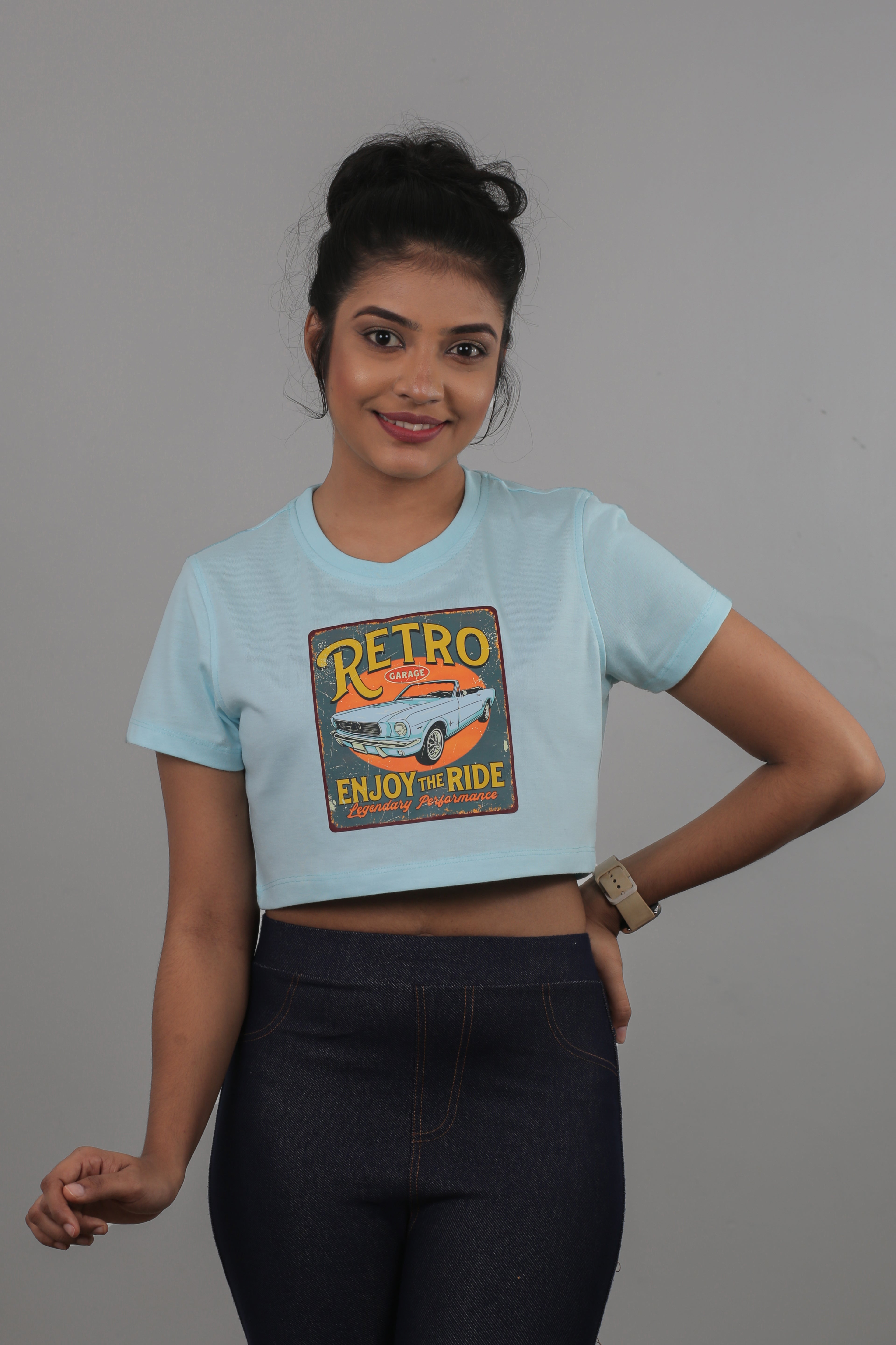 Ladies Retro Car Crop Top