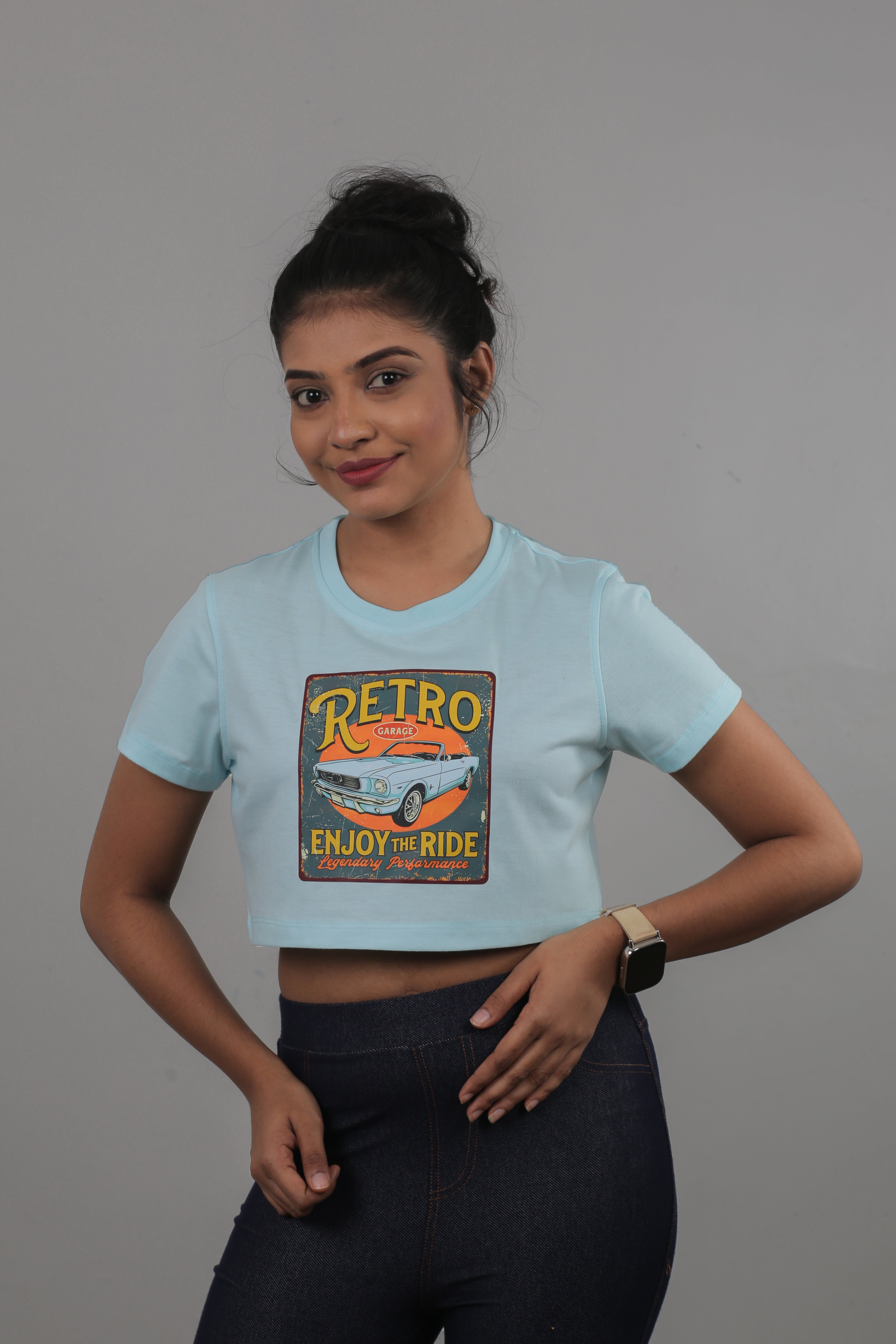 Ladies Retro Car Crop Top