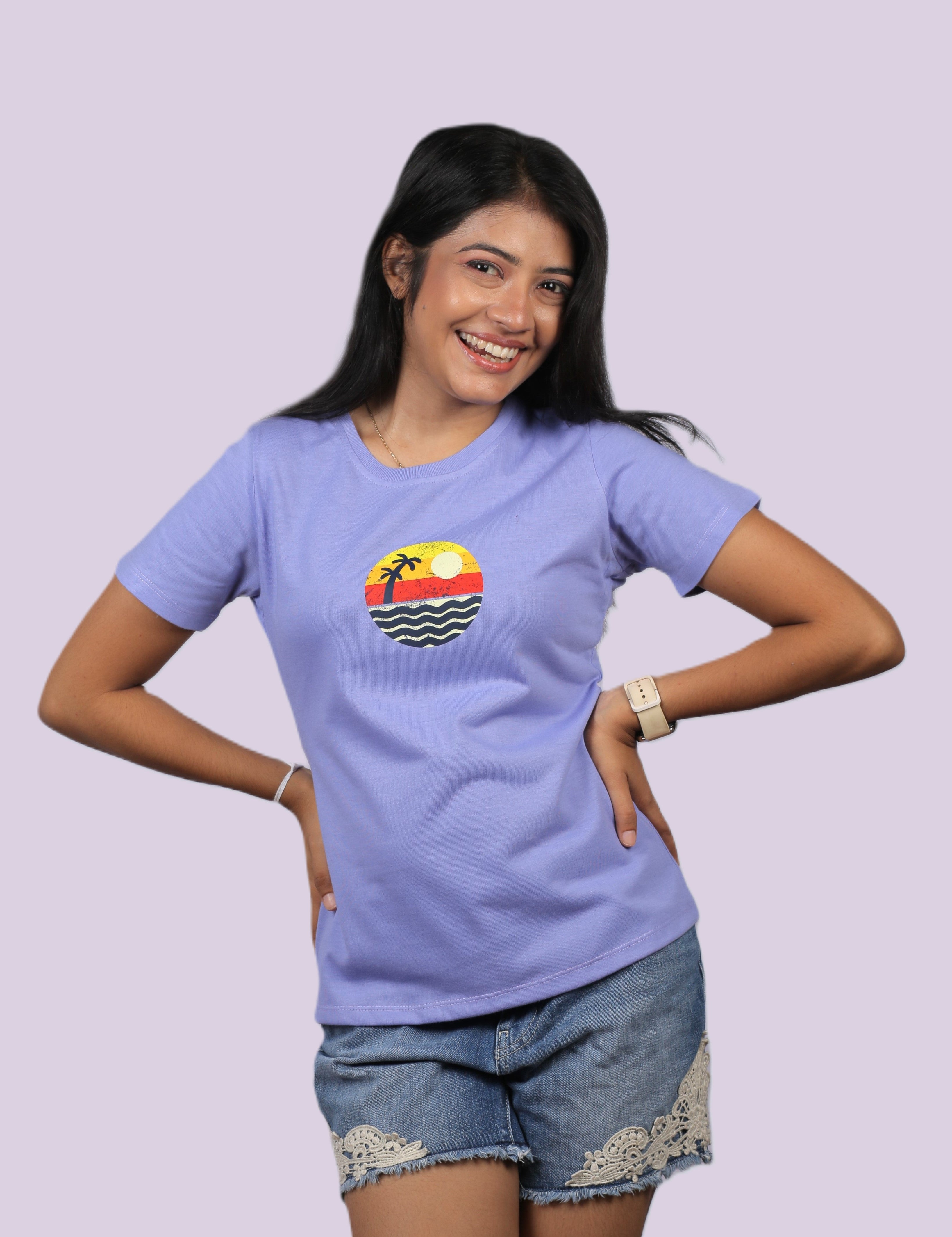 Retro Sunset Graphic Ladies Tee