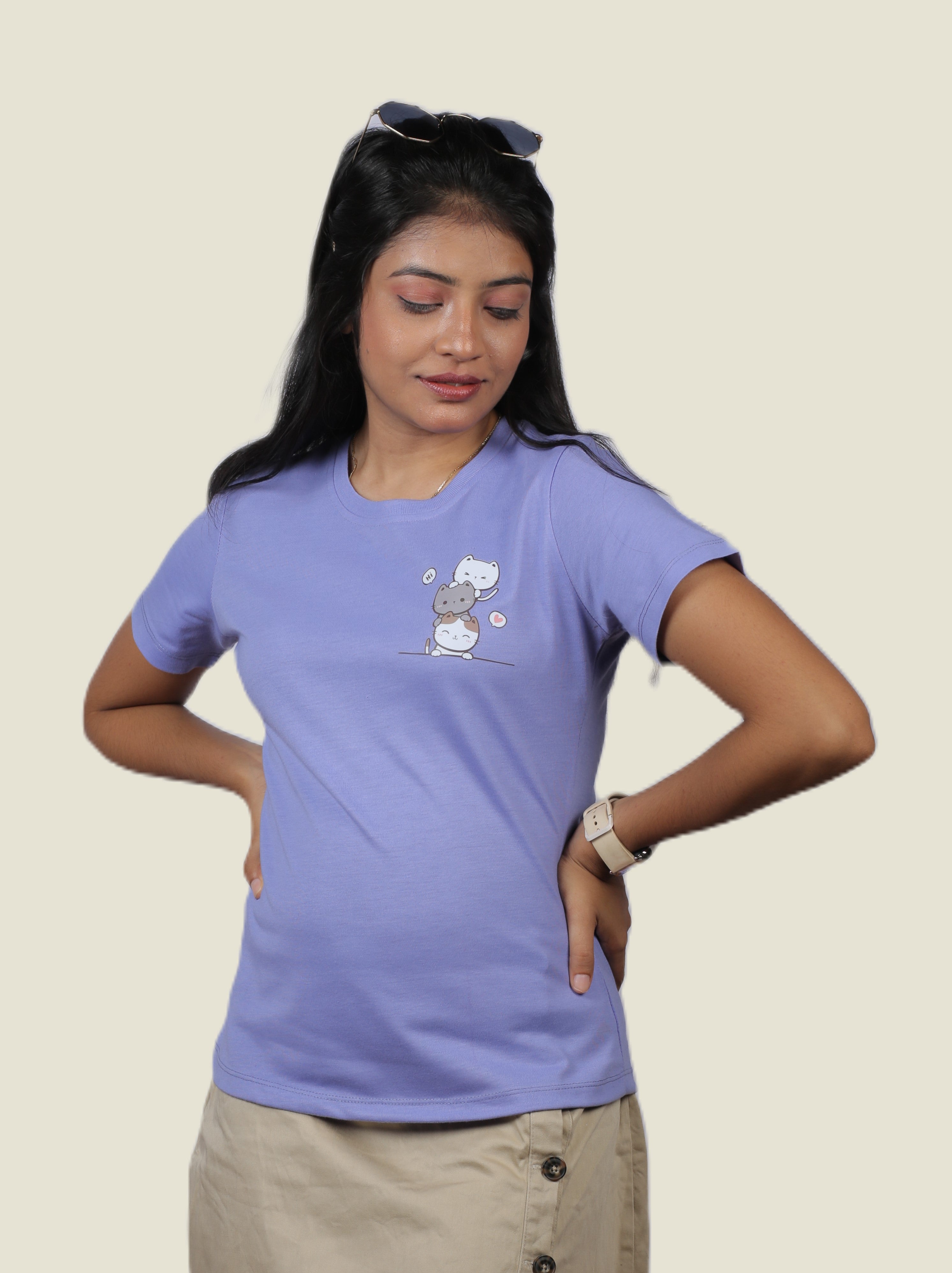 Cute Cat Pals Graphic Ladies Tee