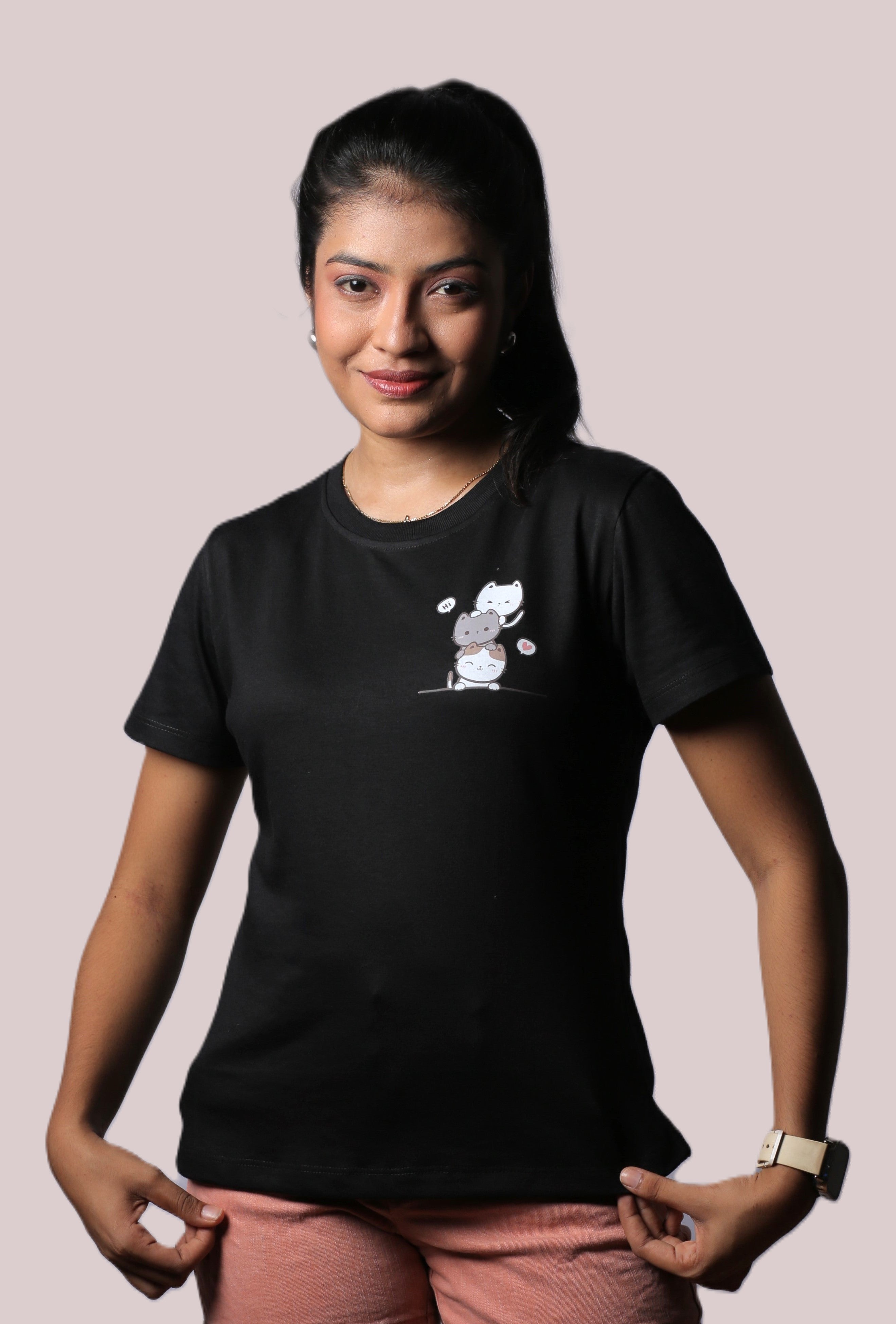 Cute Cat Pals Graphic Ladies Tee
