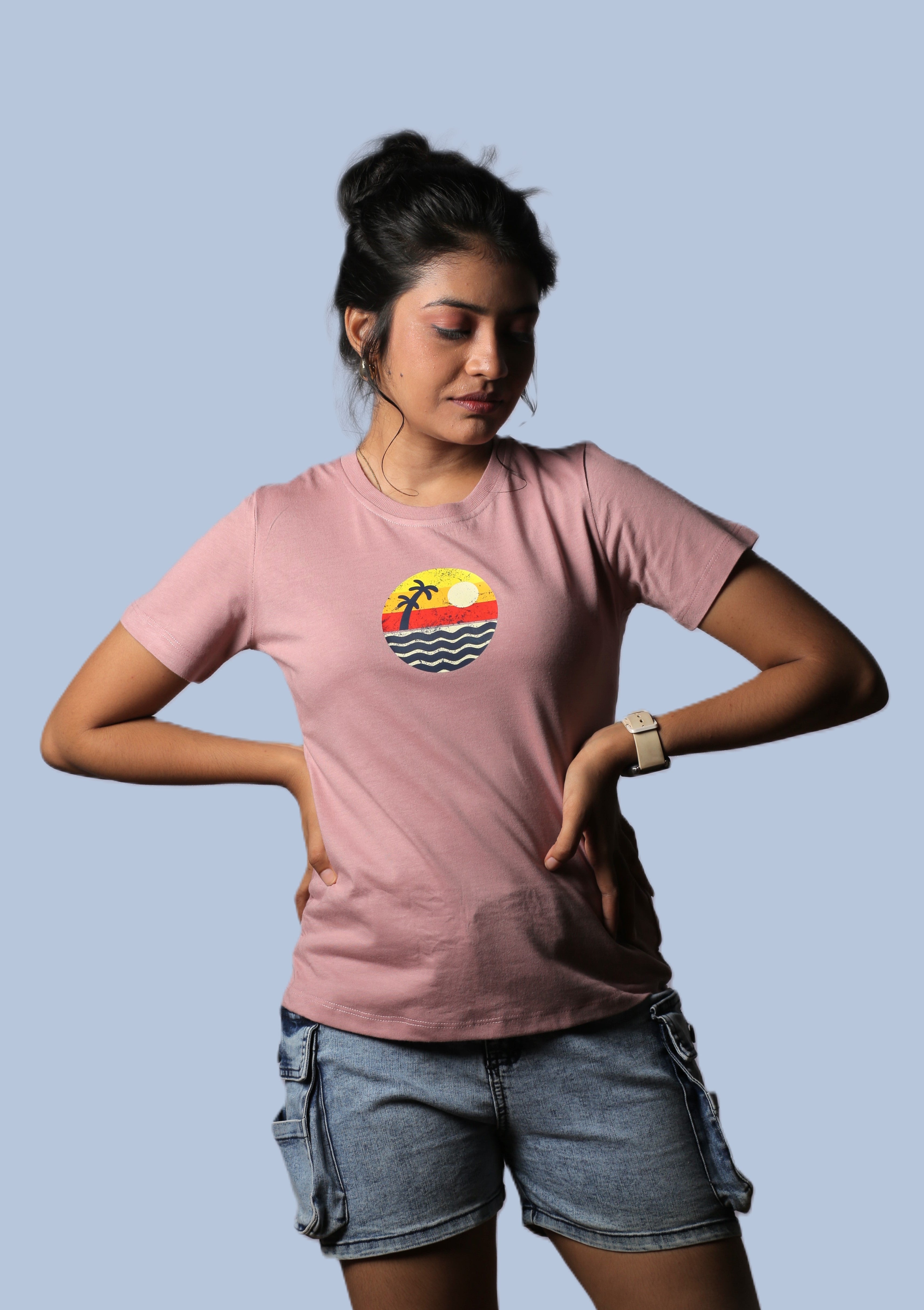 Retro Sunset Graphic Ladies Tee