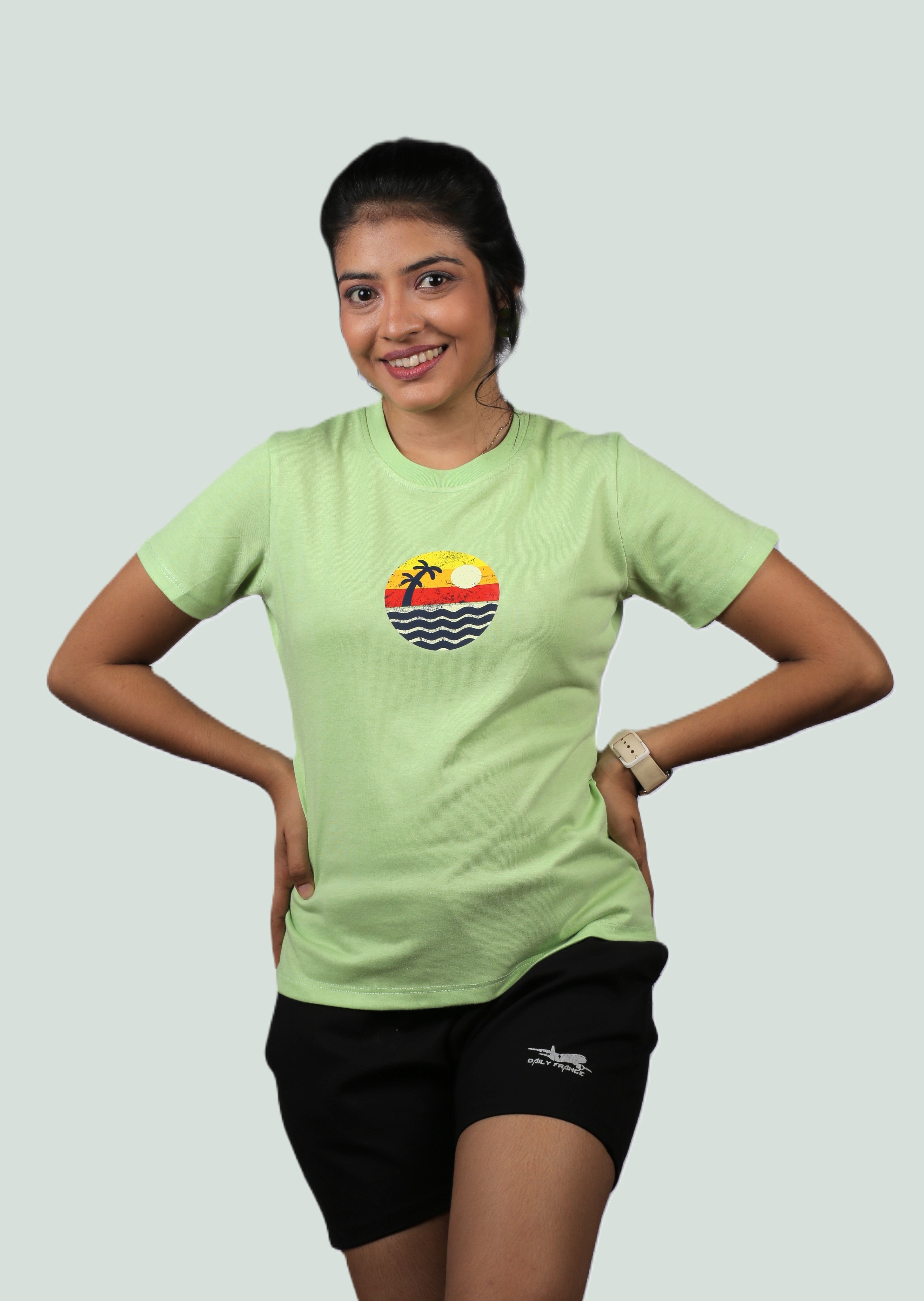 Retro Sunset Graphic Ladies Tee