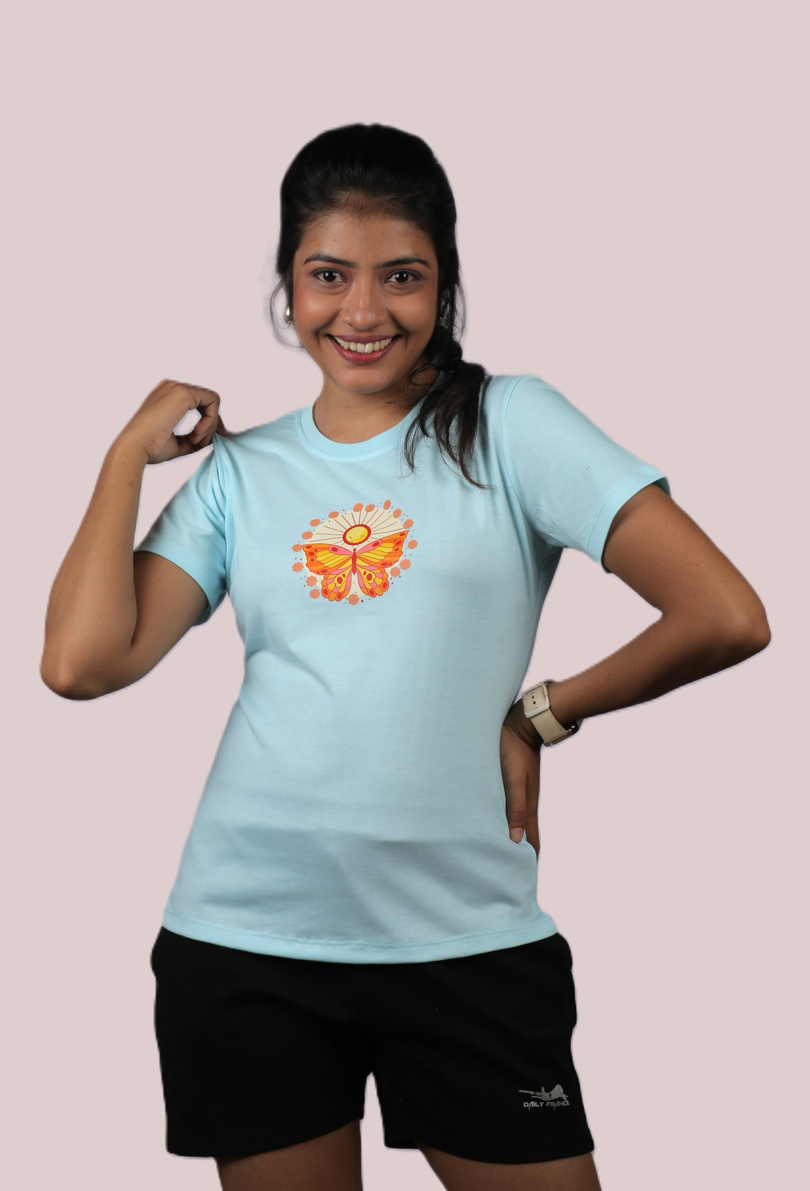 Golden Butterfly Graphic Ladies Tee