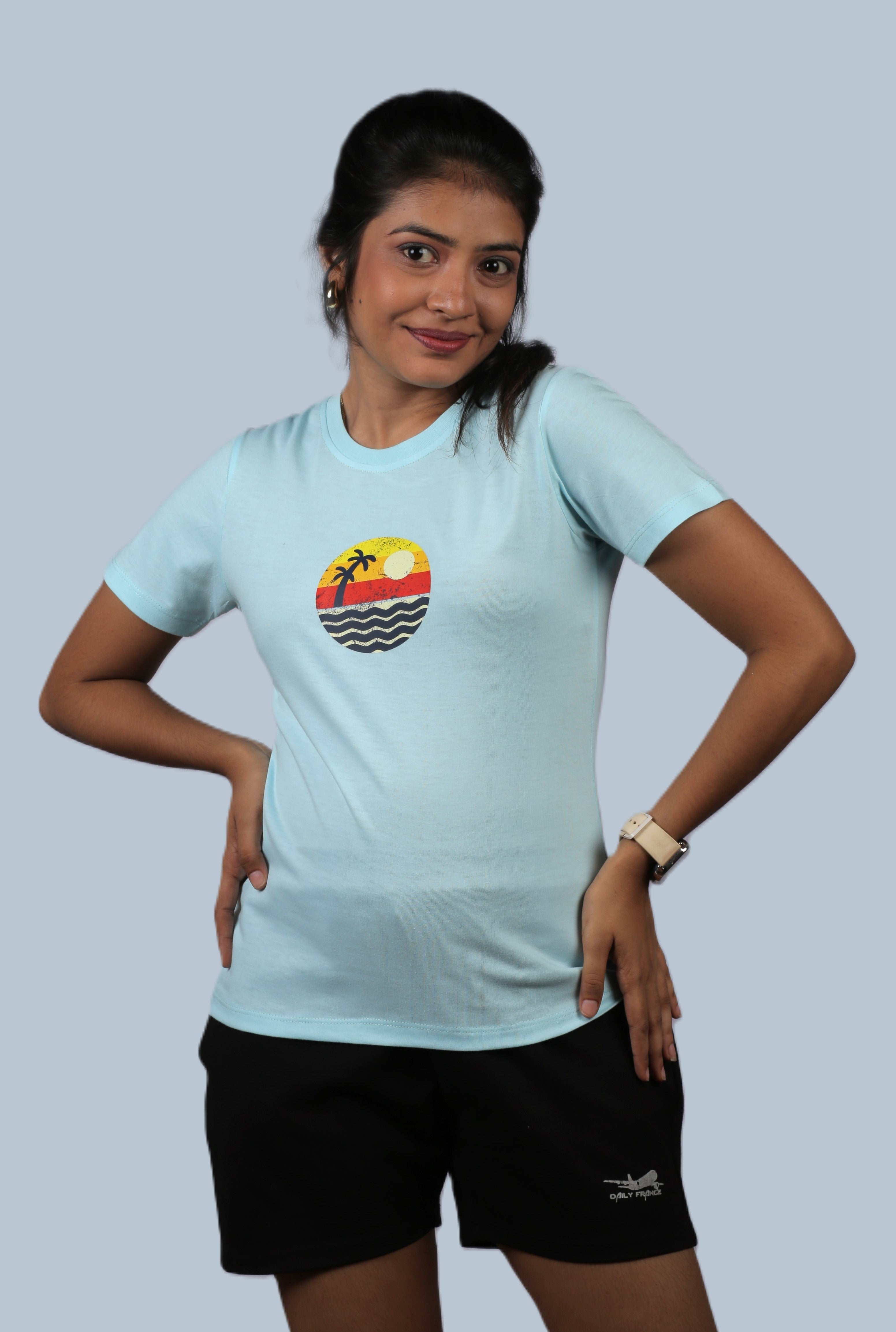 Retro Sunset Graphic Ladies Tee