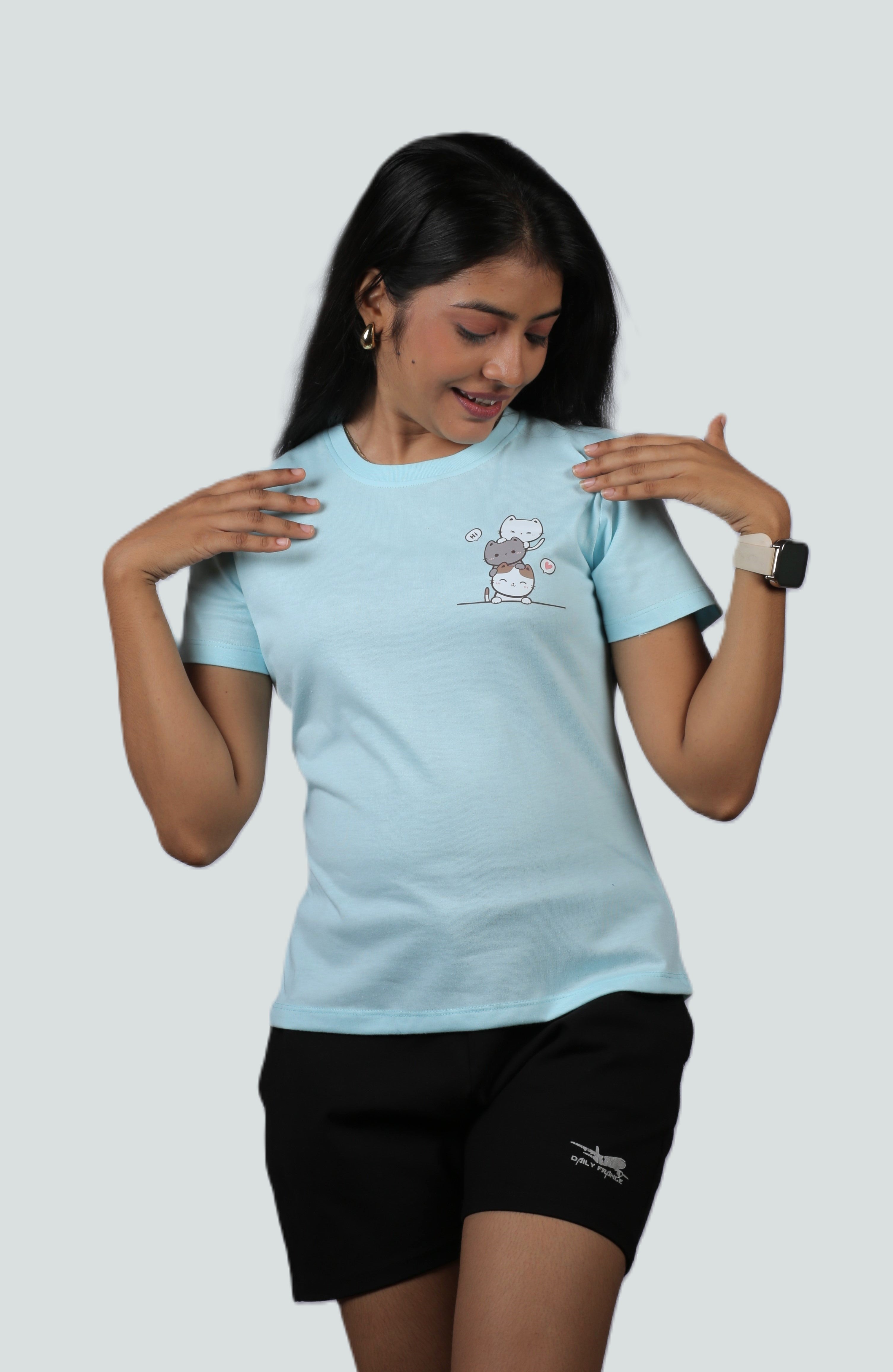 Cute Cat Pals Graphic Ladies Tee