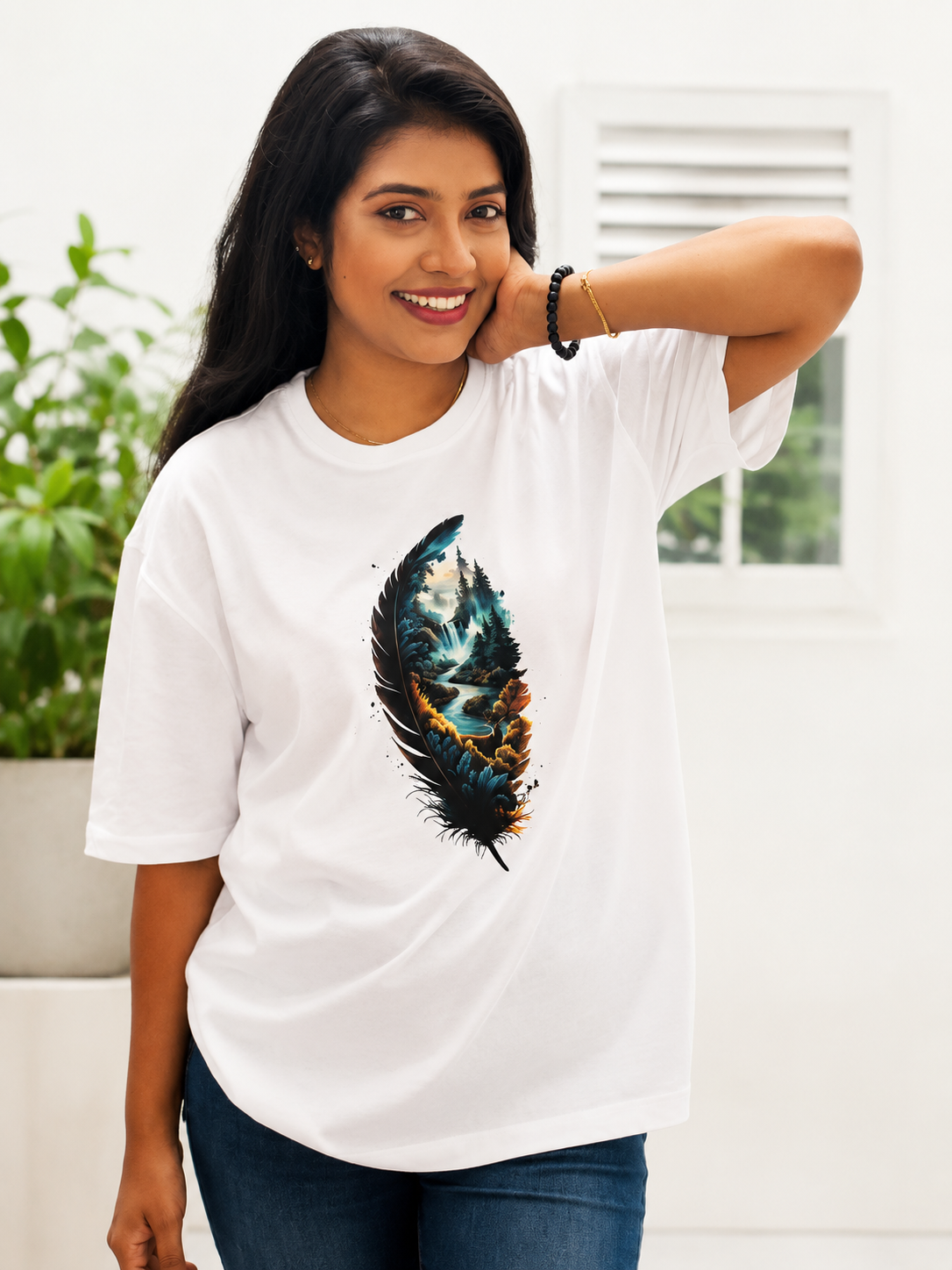 Nature Feather Oversized Tee