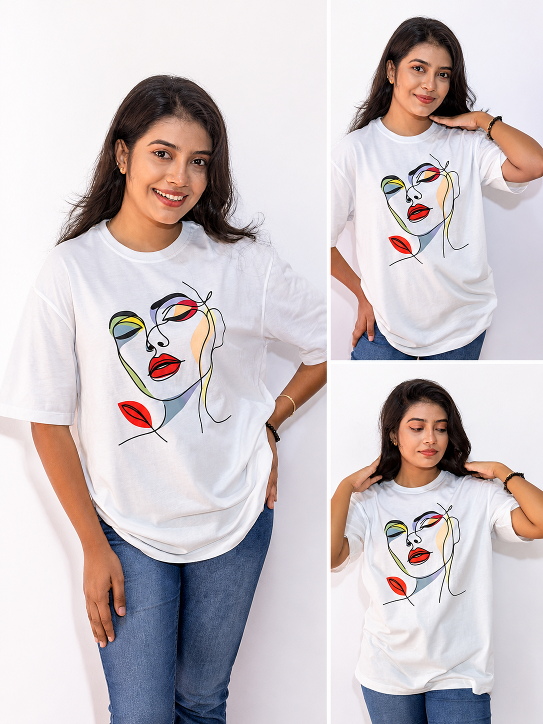 Fashion-forward portraits with bold Unisex Oversize graphic tee