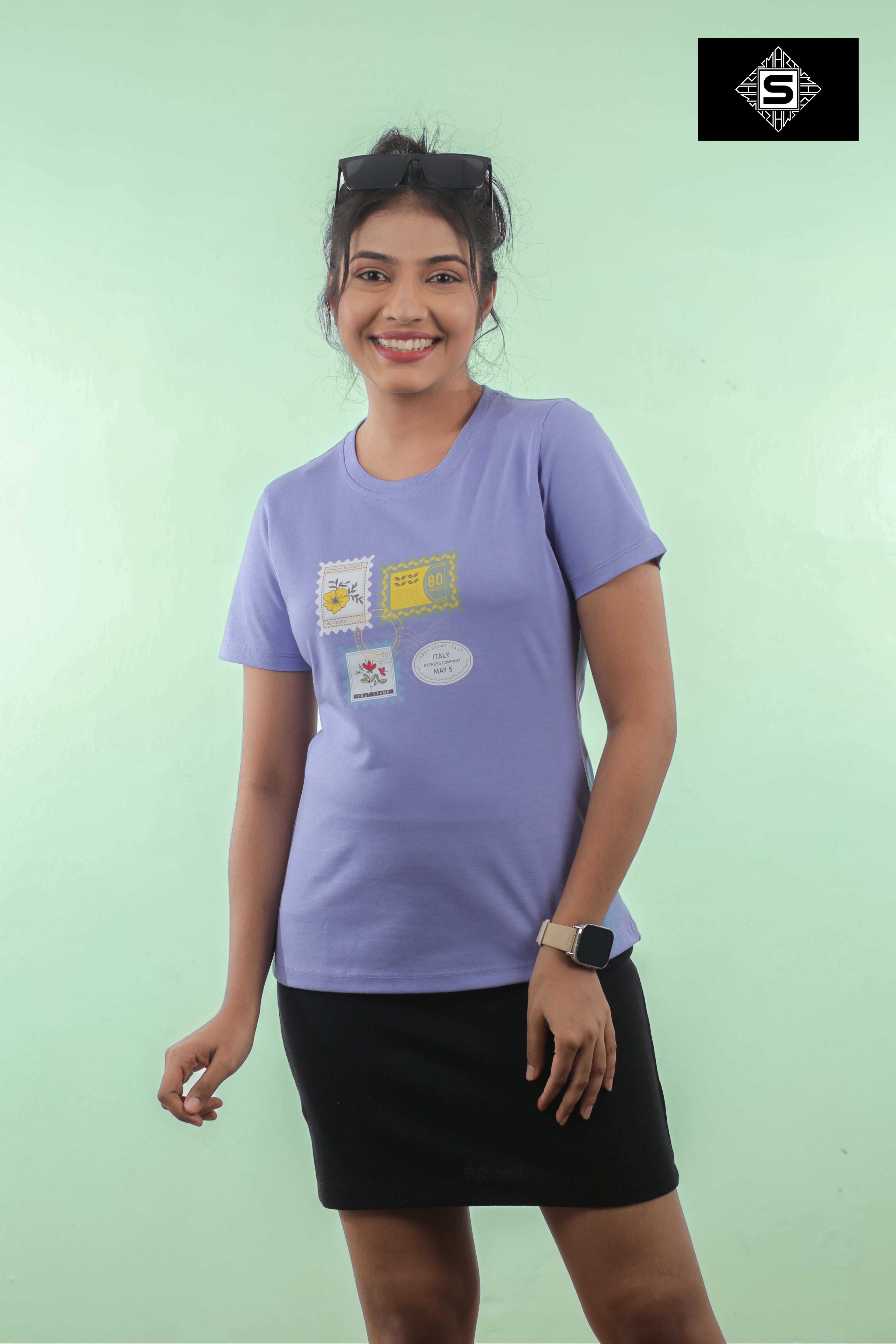 Ladies regular stamps graphic tee