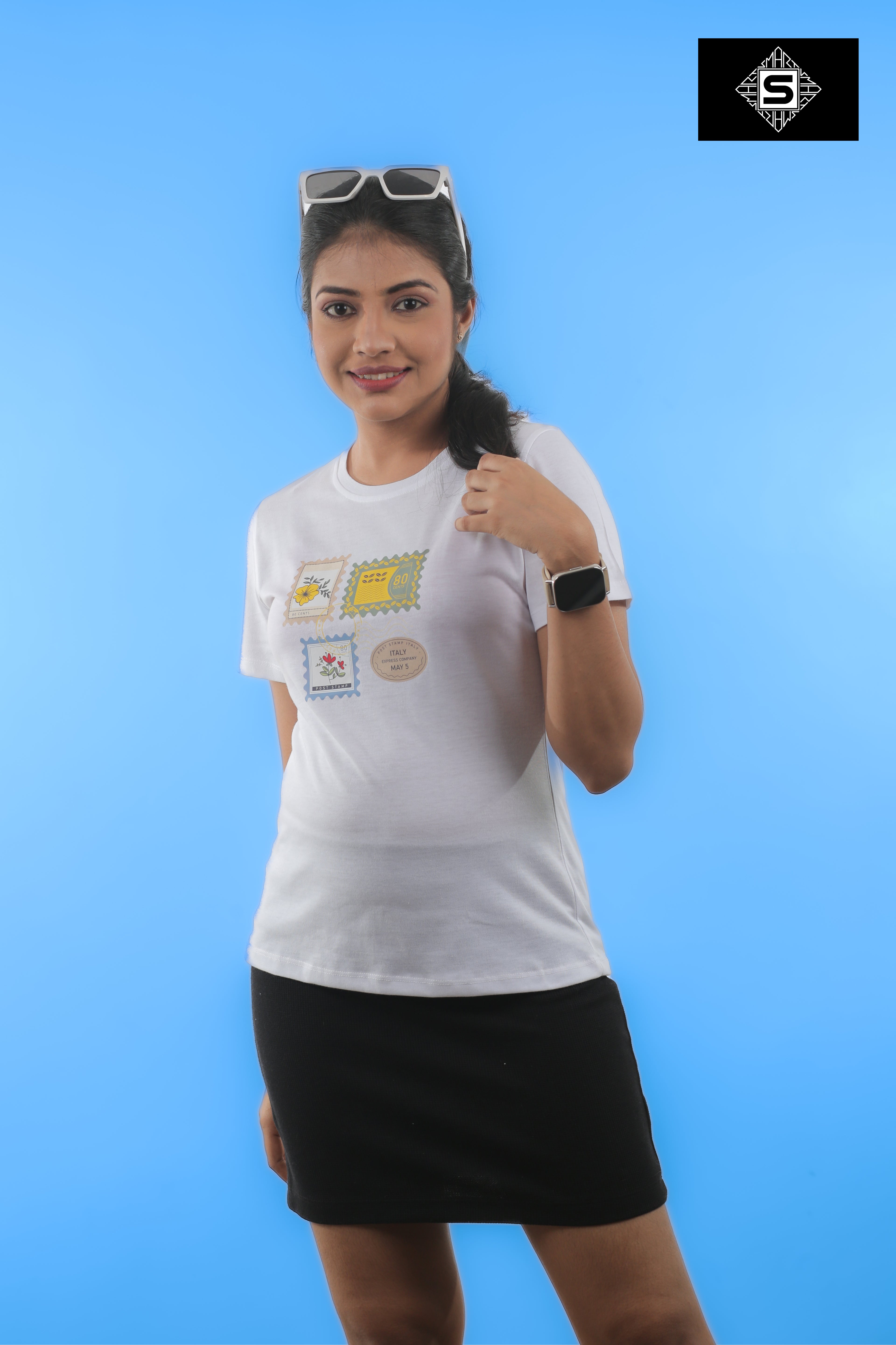 Ladies regular stamps graphic tee