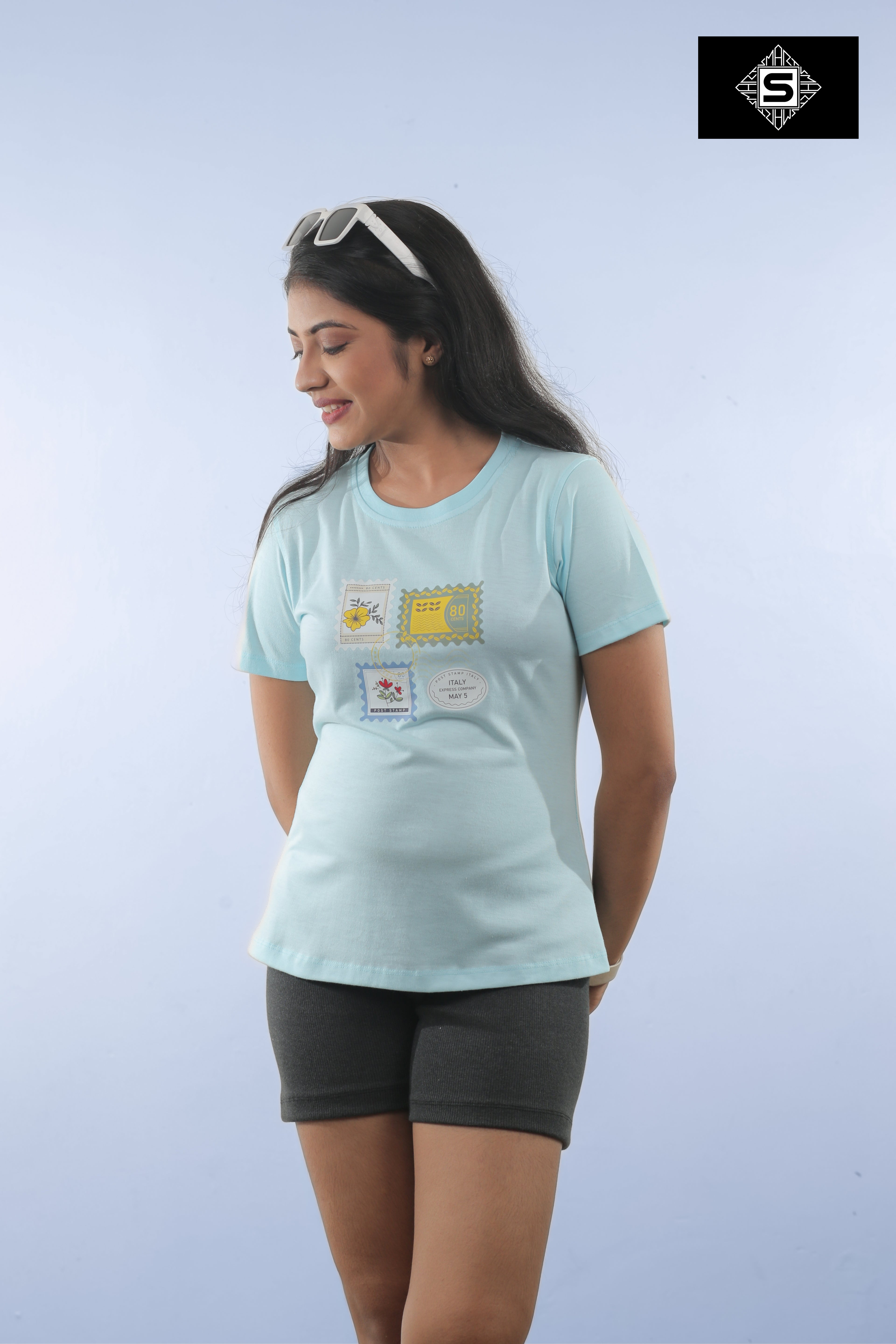 Ladies regular stamps graphic tee