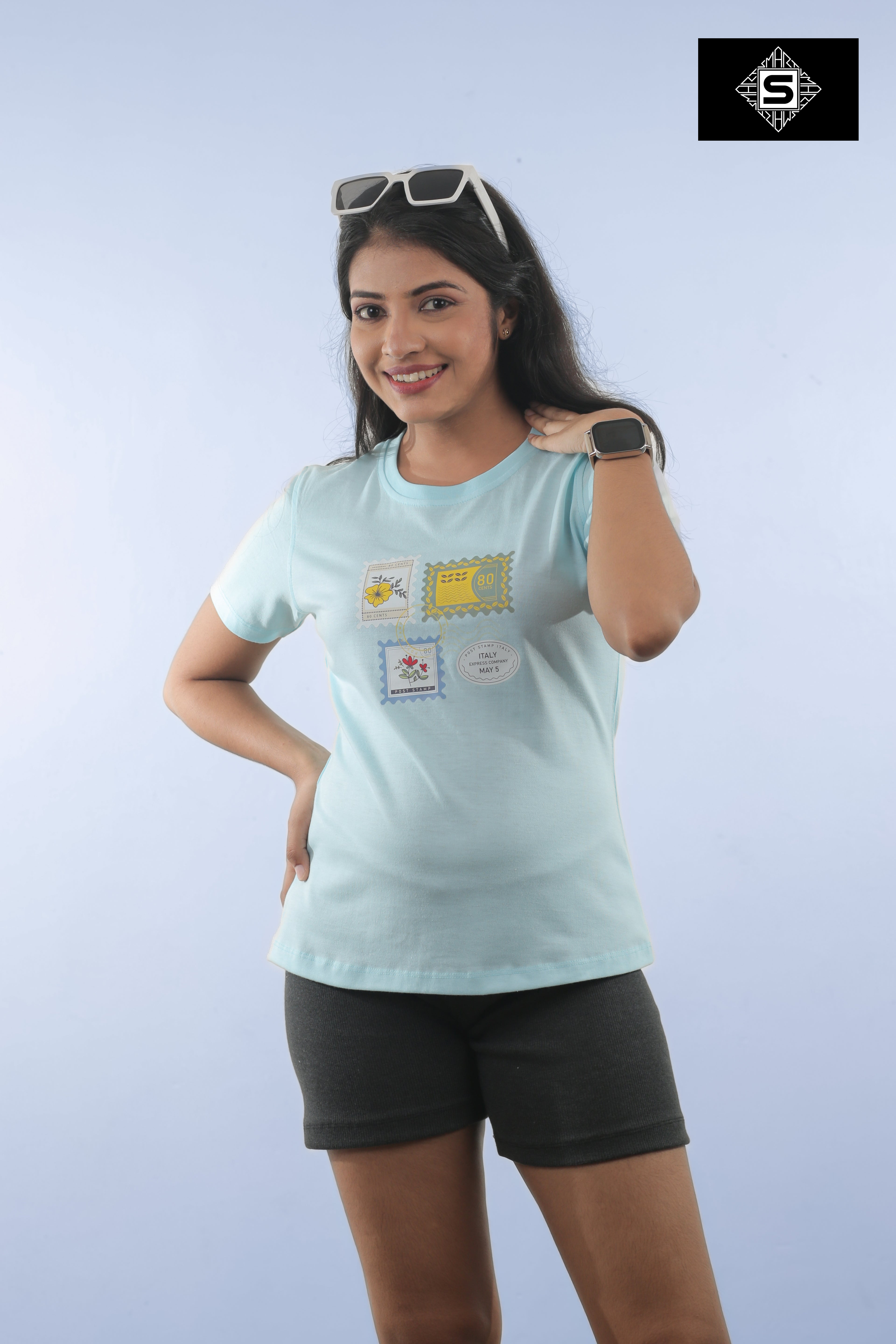 Ladies regular stamps graphic tee