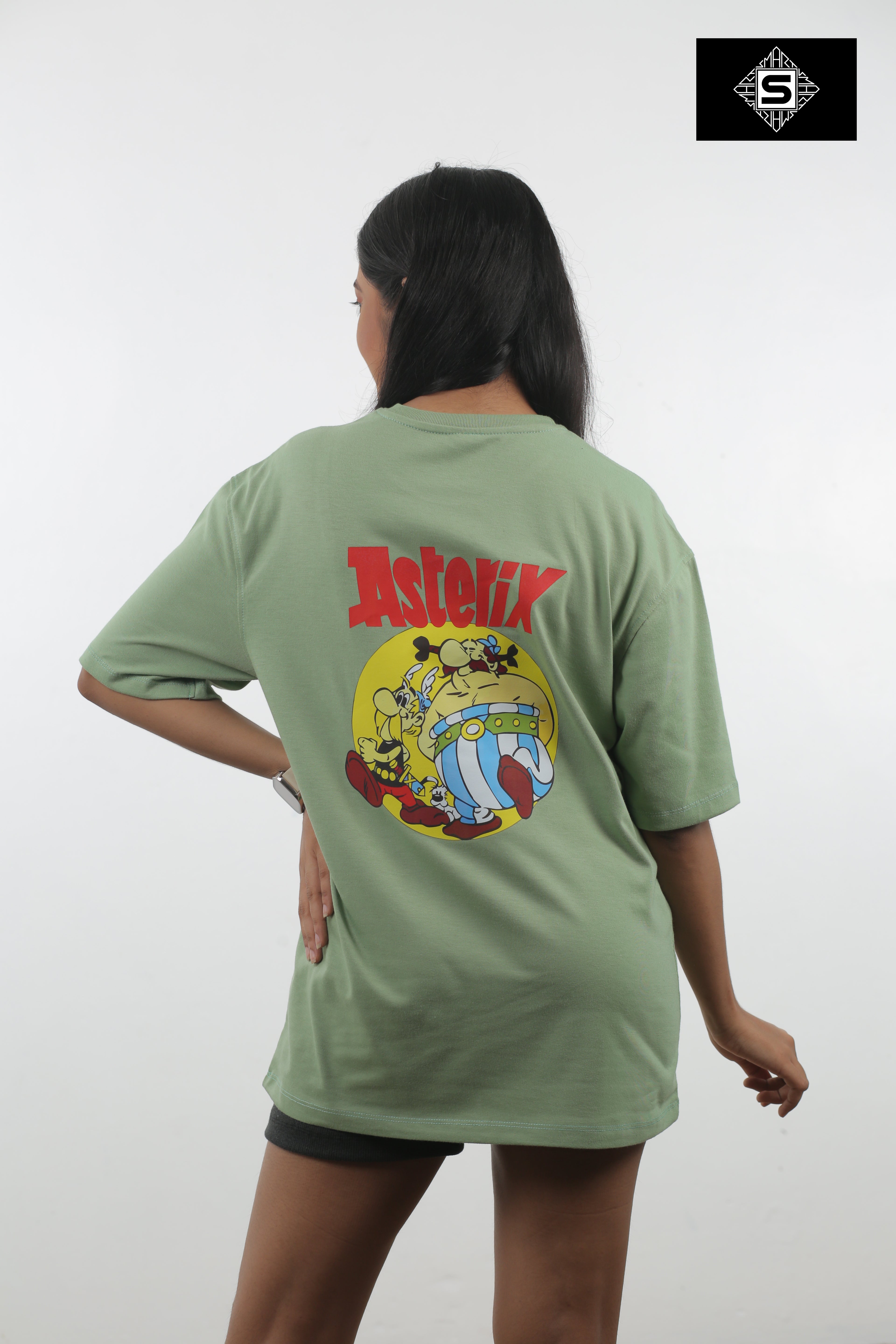 Unisex oversized asterix cartoon tee