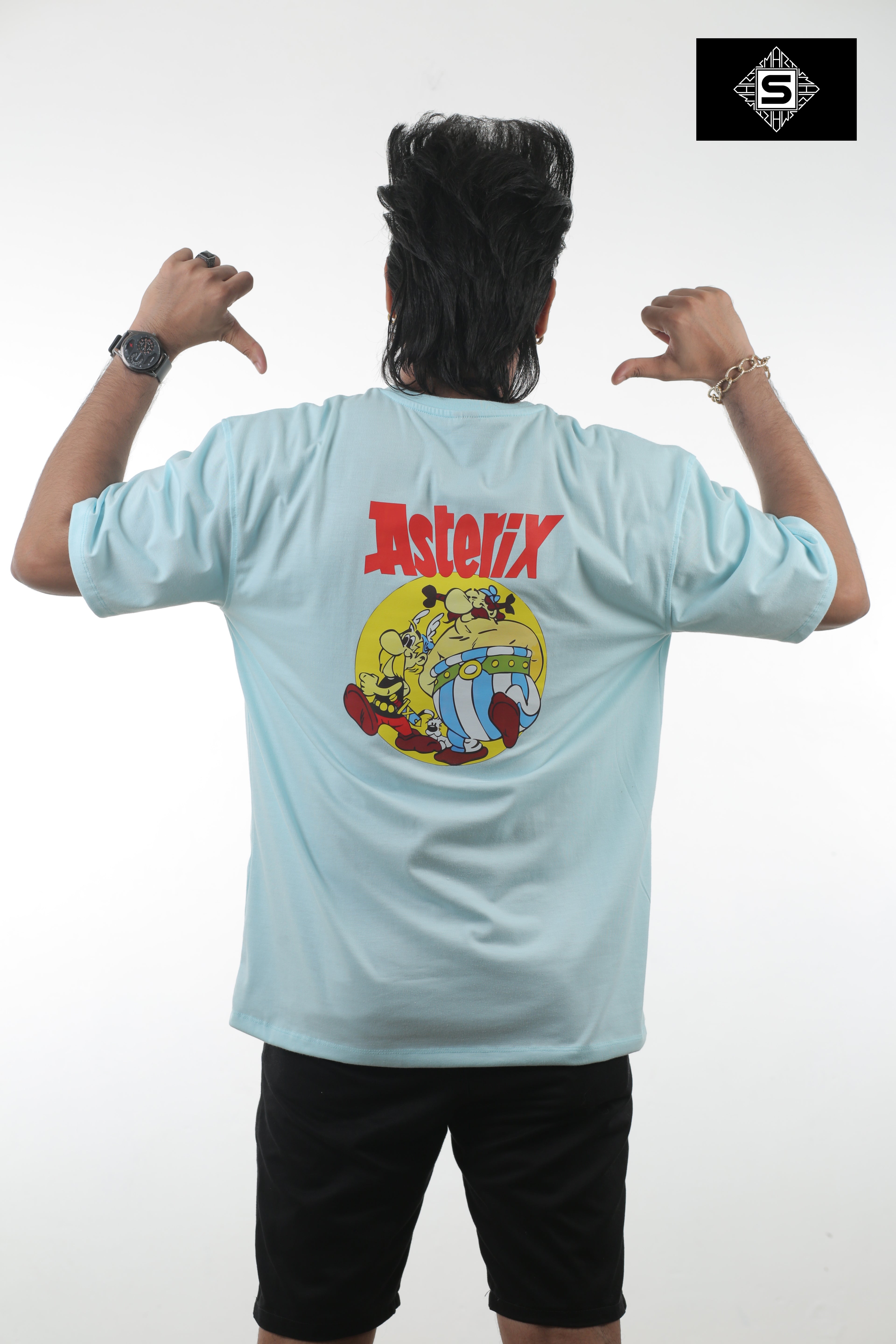 Unisex oversized asterix cartoon tee