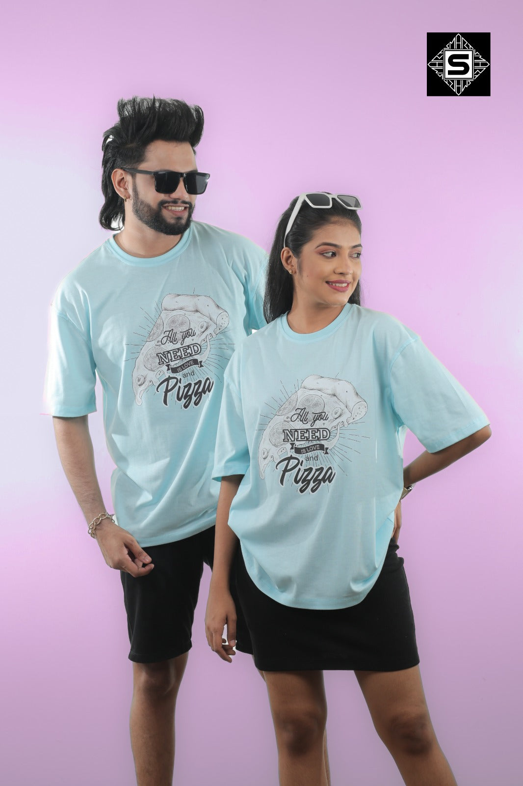 Love with Pizza Unisex Oversize Tee