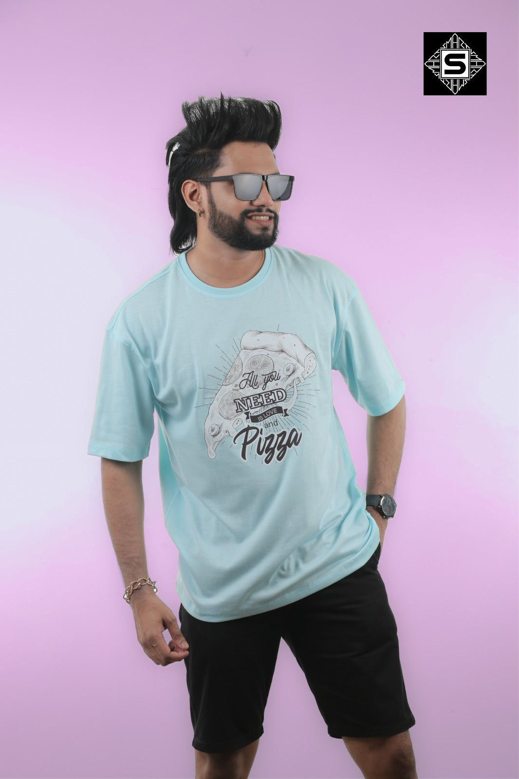 Love with Pizza Unisex Oversize Tee